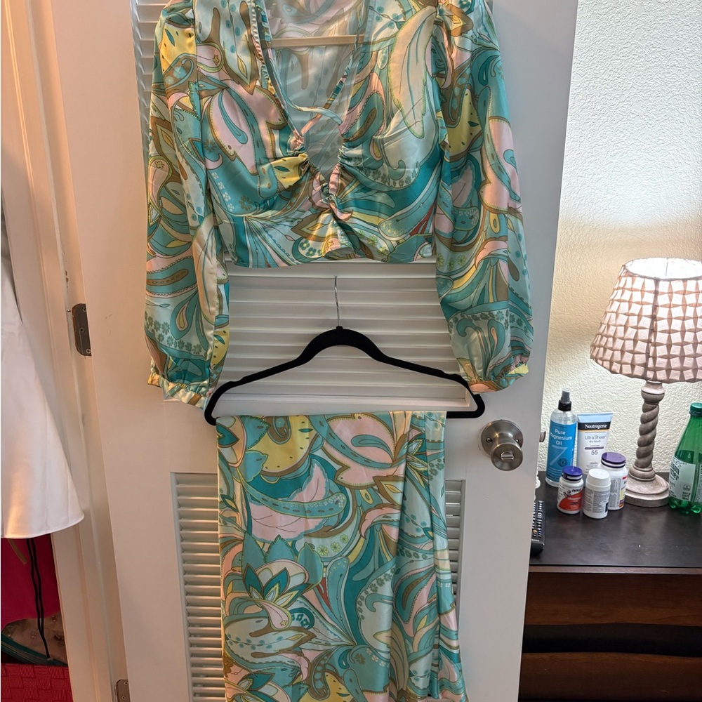 Colorful Paisley Print Two-Piece Set